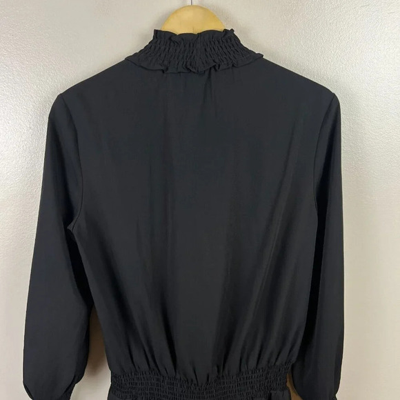 Amanda Uprichard Kestin Ruffle Mini Dress Size Small Black High Neck Party Event - Picture 9 of 10